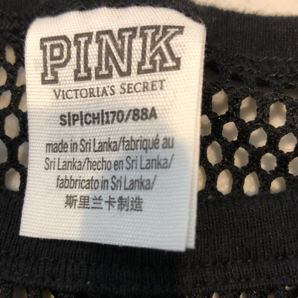 ❌SOLD❌VS PINK mesh black sequin top S - Picture 5 of 6